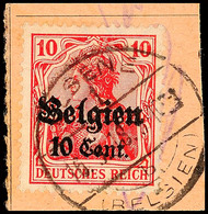 "ELSENE 1b 16.9.18", Klar Auf Paketkartenausschnitt, 10 C., Katalog: 14 BS - Primera Guerra Mundial