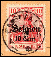 "ENSIVAL", Klar Und Zentr. Auf Paketkartenausschnitt 10 C., Katalog: 14 BS - 1° Guerra Mondiale
