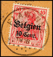 "FLAWINNE 21 IX 1918", Klar Und Zentr. Auf Paketkartenausschnitt 10 C., Katalog: 14 BS - 1° Guerre Mondiale