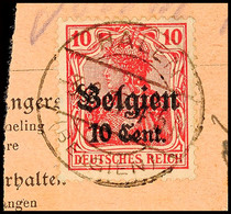"HALEN 3.8.17",  Klar Und Zentr. Auf Postanweisungsausschnitt 10 C., Katalog: 14 BS - WWI