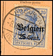 "HOBOKEN 8.10.18", Klar Auf Paketkartenausschnitt 25 C., Katalog: 18 BS - 1. WK