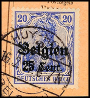 "HUY-HOEI 2 16.2.17", Klar Auf Paketkartenausschnitt 25 C., Katalog: 18 BS - 1. WK