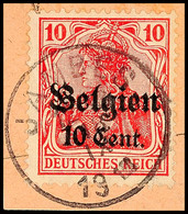 "JAMBES 18 IX 1918", Klar Und Zentr. Auf Postanweisungsausschnitt 10 C., Katalog: 14 BS - 1. WK