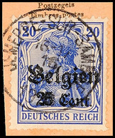 "JEMEPPE-SUR-SAMBRE 16 IV 1918", Klar Auf Postanweisungsausschnitt 25 C., Katalog: 18 BS - 1. WK