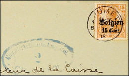 "JUMET 1 II 18", Klar Auf Briefstück 15 C. Mit Zensur, Katalog: 15 BS - 1. WK