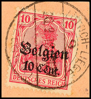 "LÜTTICH-LIEGE 9 30.9.18", Klar Und Zentr. Auf Postanweisungsausschnitt 10 C., Katalog: 14 BS - 1. WK