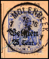 "MOLENBEEK 1A 16 II 17", Klar Und Zentr. Auf Postanweisungsausschnitt 25 C., Katalog: 18 BS - 1. WK