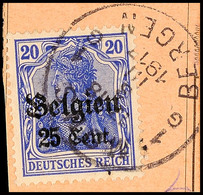 "MONS BERGEN 1G 3 III 17", Klar Auf Postanweisungsausschnitt 25 C., Katalog: 18 BS - 1. WK