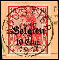 "MOUSTIER 21 III 1917", Klar Und Zentr. Auf Postanweisungsausschnitt 10 C., Katalog: 14 BS - 1. WK