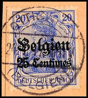 "OTTIGNIES 24.1.17", Klar Und Zentr. Auf Postanweisungsausschnitt 25 C., Katalog: 4 BS - 1. WK