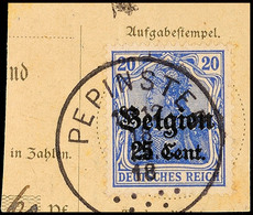 "PEPINSTER 18 IX 18", Klar Und Zenr. Auf Paketkartenausschnitt 25 C., Katalog: 18 BS - 1. WK
