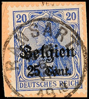 "RANSART 5 VII 1918", Klar Und Zentr. Auf Postanweisungsausschnitt 25 C., Katalog: 18 BS - 1. WK
