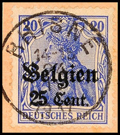 "RHISNE 24 IV 1917", Klar Und Zentr. Auf Postanweisungsausschnitt 25 C., Katalog: 18 BS - 1. WK