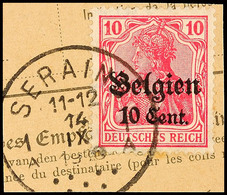 "SERAING 1A 14 IX 1918", Klar Auf Paketkartenausschnitt 10 C., Katalog: 14 BS - 1. WK