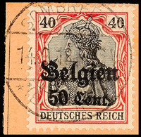 "SOMBREFFE 14.9.18", Klar Und Zentr. Auf Postanweisungsausschnitt 50 C., Katalog: 20 BS - 1. WK