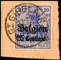 "ST GHISLAIN 27 II 17", Klar Und Zentr. Auf Postanweisungsausschnitt 25 C., Katalog: 4 BS - 1. WK