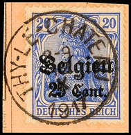 "THY-LE-CHATEAU 12 X 1917", Klar Und Zentr. Auf Postanweisungsausschnitt 25 C., Katalog: 18 BS - 1. WK
