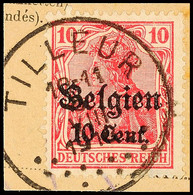 "TILLEUR 5 VIII 1916", Klar Und Zentr. Auf Paketkartenausschnitt 10 C., Katalog: 14 BS - 1. WK