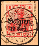 "TOURNAI 26.10.1916"; Klar Und Zentr. Auf Postanweisungsausschnitt 10 C., Katalog: 14 BS - 1. WK
