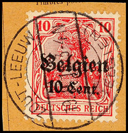 "ZOUT-LEEUW 19.9.18", Klar Und Zentr. Auf Postanweisungsausschnitt 10. C., Katalog: 14 BS - 1. WK