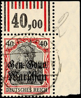 40 Pfg Germania Als Eckrandstück Oben Rechts (Feld 10) Mit Walzenoberrand 1'3'1/1'5'1, Tadellos Gestempelt, Signiert Mit - Autres & Non Classés