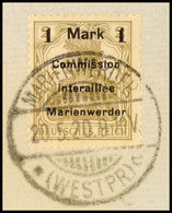 1 Mark Auf 2 Pfg Germania, Aufdruck In Type AIH, Tadellos Gestempelt Auf Briefstück, Gepr. Klein BPP, Mi. 150.-, Katalog - Other & Unclassified