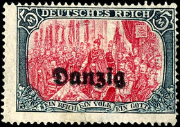 5 Mark Deutsches Reich Mit Aufdruck "Danzig", Abart "doppelter Aufdruck", Ungebraucht Ohne Gummierung - Rückseitig Etwas - Otros & Sin Clasificación