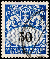 50 M Mit Plattenfehler "5 Der Wertangabe 50 In Blockschrift" Gestempelt, Leichte Blaustiftspur, Gepr. Oechsner BPP, Mi 3 - Andere & Zonder Classificatie