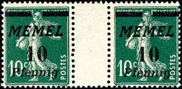 10 Pfg Auf 10 C. Säerin Dunkelgrün, Waagerechtes Zwischenstegpaar, Tadellos Postfrisch, Gepr. Klein BPP, In Der Guten Fa - Memel (Klaipeda) 1923