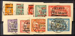 3 M. Auf 5 C.  Bis 100 M. Auf 5 Fr., Tadellos Gestempelt Auf Briefstücken, Mi. 80.-, Katalog: 110/18 BS - Memel (Klaipeda) 1923