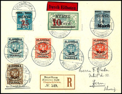 10 - 400 M. Und Zusatzfrankatur Gestempelt "DRAWÖHNEN MEMELGEBIET 15.2.25" Auf Eilboten - R - Brief (R - Zettel) "Dawöhn - Memel (Klaipeda) 1923