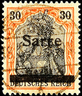 30 Pfg Germania Auf Orangeweißem Papier, Aufdruck In Type I, Tadellos Gestempelt, Gepr. Burger BPP (doppelt Signiert), M - Other & Unclassified