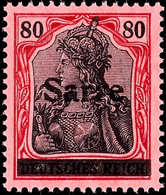 80 Pfg Germania Mit Aufdruck "Sarre" In Type I, Aufdruckfehler OII "Einkerbung Am A Rechts", Tadellos Postfrisch, Signie - Otros & Sin Clasificación