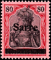 80 Pfg Germania Mit Aufdruck "Sarre" In Type I, Aufdruckfehler I "linse Im Balken Vorne Links", Tadellos Postfrisch, Sig - Otros & Sin Clasificación