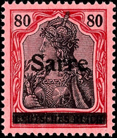 80 Pfg Germania Mit Aufdruck "Sarre" In Type I, Aufdruckfehler Q "Kopf Des 'e' Senkrecht Gespalten", Tadellos Postfrisch - Altri & Non Classificati