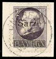 2 Mark Bayern Sarre Tadellos Auf Briefstück, Gepr. Burger, Mi. 170,-, Katalog: 28b BS - Altri & Non Classificati