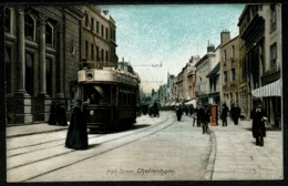 Ref 1248 - Early Wrench Postcard - Tram On Cheltenham High Street - Gloucestershire - Cheltenham