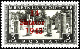 3 Fr. Freimarke Mit Aufdruckfehler VI " '1' Von '1943' Verkürzt", Tadellos Postfrisch, Gepr. Dr. Rommerskirchen BPP, Mi. - Ocu. Alemana: Albania