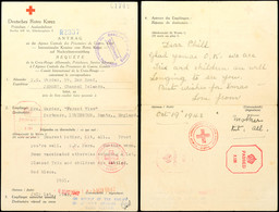 Nachrichtenübermittlung Vom 1.7.42 Auf Formular Vom Deutschen Roten Kreuz Von Jersey Nach England Und Zurück Mit Antwort - Segunda Guerra Mundial