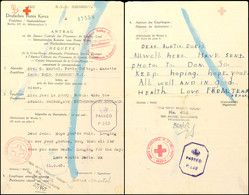 Nachrichtenübermittlung Vom 11.5.43 Auf Formular Vom Deutschen Roten Kreuz Von Guernsey Nach England Und Zurück Mit Antw - 2° Guerra Mondiale