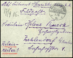 Feldpostbrief Gestempelt "KEETMANSHOOP 1/8 06" Und Handschriftlich "Relaisreiter" Nach Zehlendorf Mit Ankunftsstempel, D - WW2