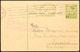 1 Din. Ganzsachenkarte Mit Maschinenstempel "BEOGRAD 1 / 2.6.41" Und Zensurstempel Nr. 89 Der Zensurstelle Belgrad Als M - Other & Unclassified