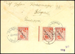 Mehrfachfrankatur (3) über 3 Din. Auf Portogerechtem Auslands-R-Brief Nach Walsrode Mit Aufgabe-Stpl. PANCEVO/7 Vom 27.8 - WW2