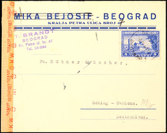 Einzelfrankatur über 4 Din. Auf Portogerechtem Auslandsbrief Nach Schlag-Gablonz Mit Aufgabe-Stpl. BEOGRAD 1/30 Vom 8.4. - WW2