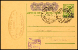 Ganzsachenkarte Vom Königreich Jugoslawien Mit Wert-Stpl. 1 Din., Der Mit D. 1,50 Und SRBIJA überdruckt Ist, Als Portoge - Other & Unclassified