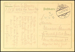 ÖSTERREICH, Bed.Feldpostkarte Von Wien 1/ 14.4.38 Nach Franfurt/Main Mit Hds.Nr. 21315  BF - Andere & Zonder Classificatie