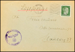 1942, Luftfeldpostbrief Mit  Ostland 5 Pfg Mit Tran-Maschinenstempel Von Riga / Lettland Nach Hamburg, Umschlag Alterssp - Other & Unclassified
