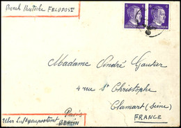 1944, 6 Pfg. Hitler, Zwei Stück Mit Normstempel "b 10.4." Auf Brief Mit Leitvermerk "Durch Deutsche Feldpost" Mit Rückse - Other & Unclassified