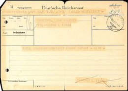 1944, Telegramm Aus Frankfurt Mit Pol. Bestätigung An Eine Feldpostnummer L 13455 Mit Feldpost-Normstempel A 809 1.4., ü - Other & Unclassified