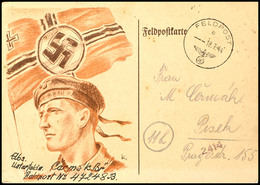 1944, Tschechische Einheiten, Propagandakarte "Matrose Vor Reichskriegsflagge" Mit Normstempel "e 18.7.44" Nach Pesek /  - Autres & Non Classés